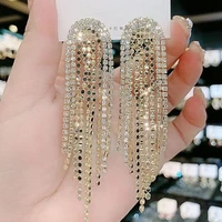 luxury drop ear rings s925 shiny long tassel zircon dangle earrings for women fashion girl charm party jewelry accessories gifts