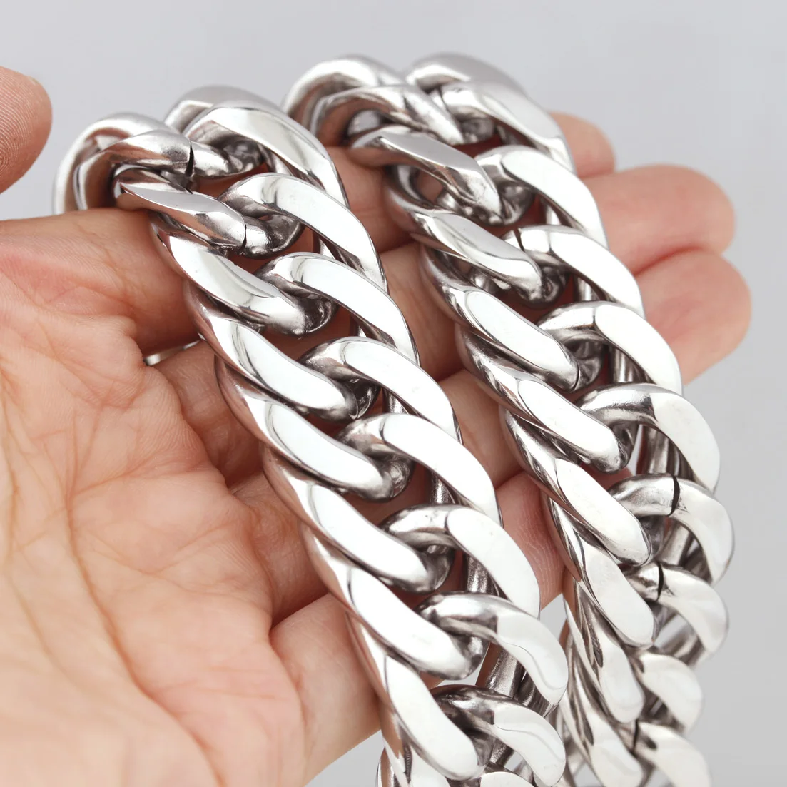 Огромная Тяжелая цепочка 21 мм 316L из нержавеющей стали серебряного цвета с