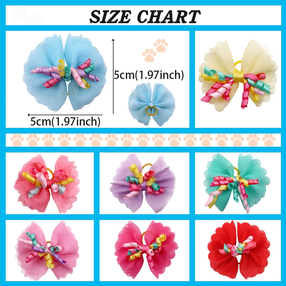 20PCS Cute Handmade Small Puppy Dog Hair Bows Pet Dog Hair Accessories Flower Bows Dog Grooming Bows for Small Dogs Pet Products images - 6