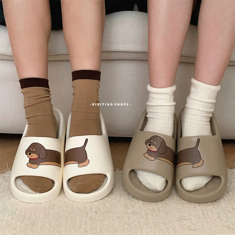 Домашние тапочки женские летние пляжные шлепанцы с собакой сандалии из ЭВА