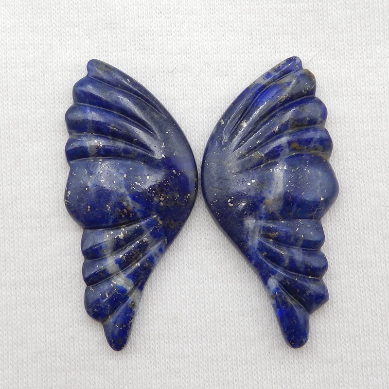 

Semi-precious Stones Jewelry accessories Natural Lapis Lazuli Carved butterfly Earring Beads42x19x4mm10g