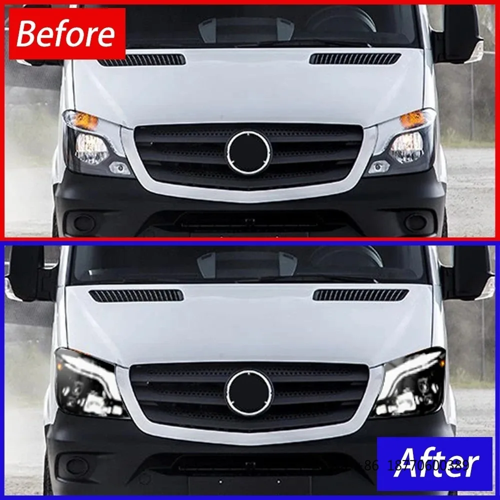 Фото Фары HETOP Sprinter 2014-2018: Обновленные светодиодные проекционные фары с ДХО для Mercedes-Benz №2