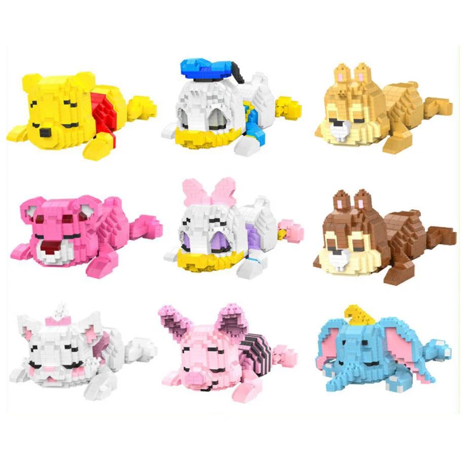 

Disney Sleeping Micro-diamond Blocks Dumbo Elephant Marie Cat Chip Dale Chipmunk Build Brick Educational Toy Nanobrick for Gift