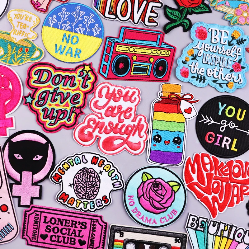 

Rainbow Letter Patch Stripe DIY Iron On Embroidered Patches For Clothing Thermoadhesive Patches On Clothes Sticker Cartoon Badge