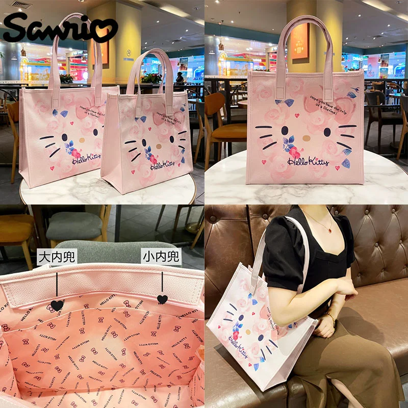 

Kawaii Sarnio Kittys аниме мультфильм PU Сумка-тоут на одно плечо рюкзак розовый большой емкости сумка для коротких поездок детская игрушка для подар...