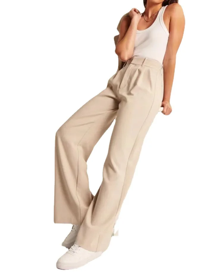 Commuting Draping Slimming Back Pocket High Waist Wide Leg Pants Hundred Match Belt Wide Leg Casual Suit Pants Women Fashion