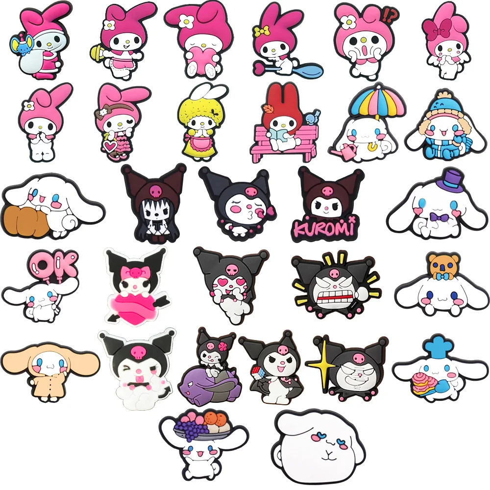 

30kinds of Aoger Sanrio Animation Shoe Croc Charms for Clogs Sandals Decoration Shoe Accessories Charms for Girls Gifts