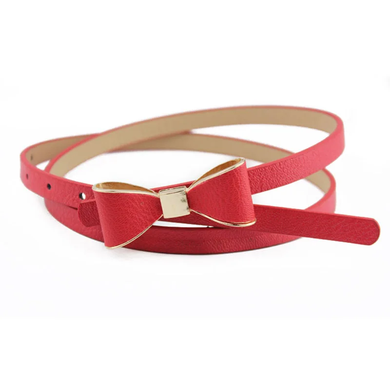 

Женский ремень с бантиком, милый тонкий пояс ярких цветов из искусственной кожи с бантиком для девушек, обтягивающий пояс для девушек, для о...