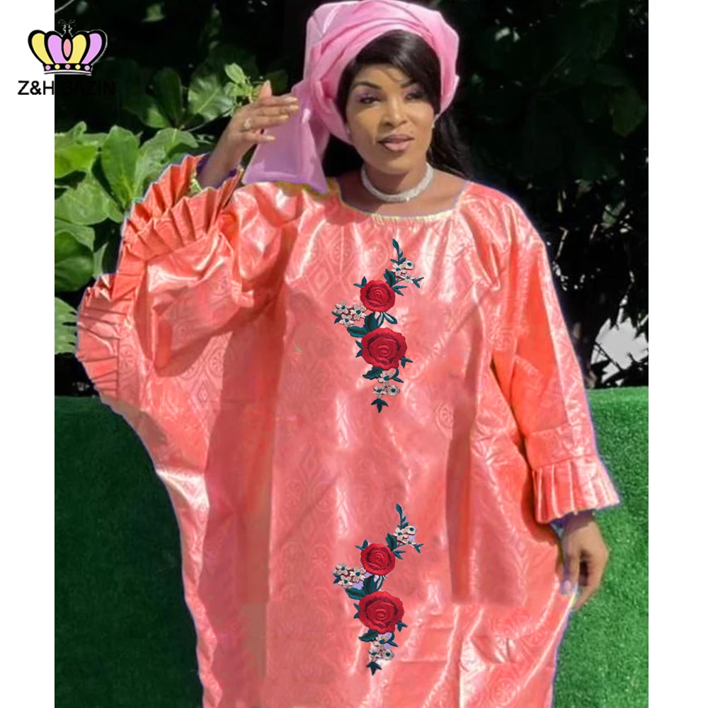 Женское платье в африканском стиле длинное розовое большого размера