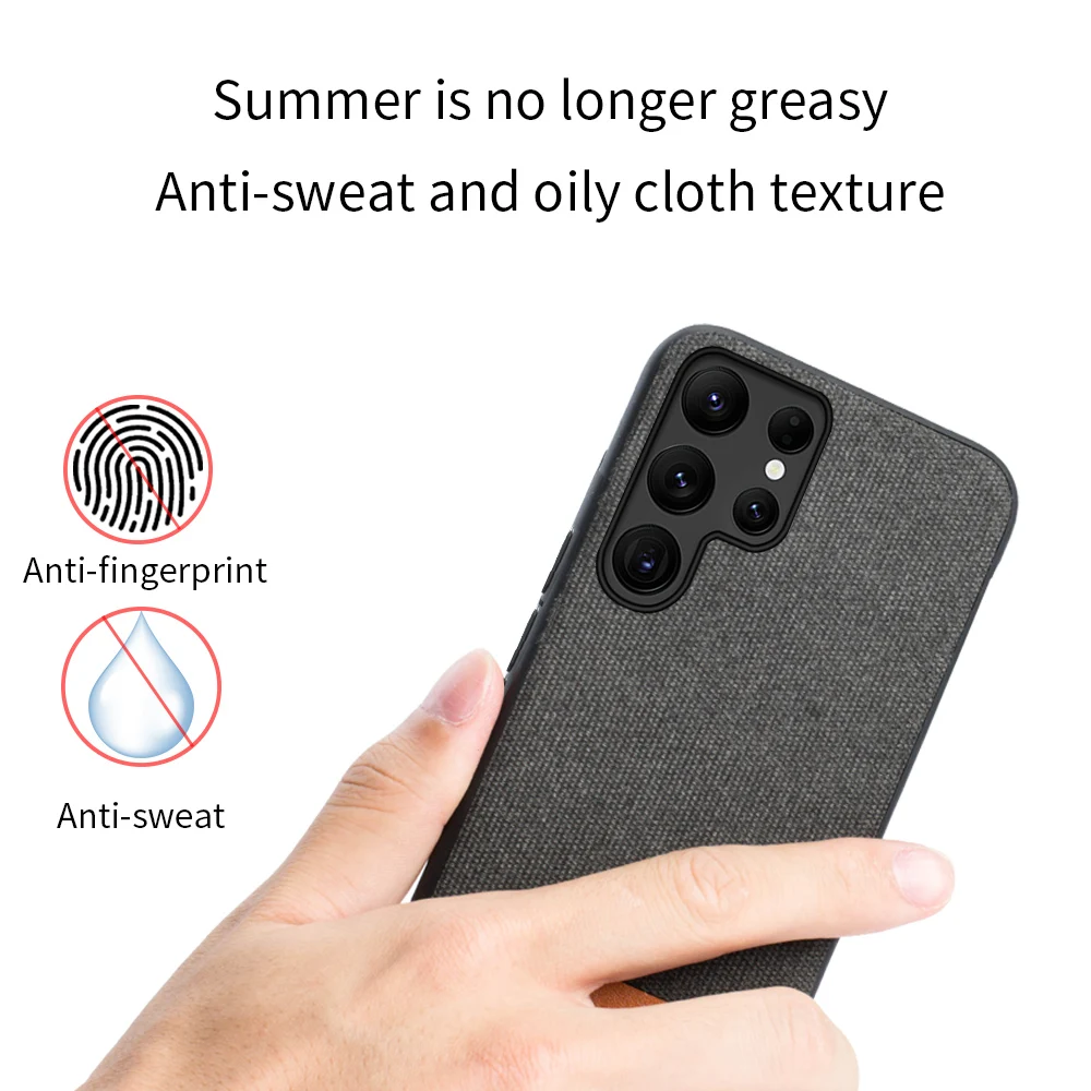 Canvas + Leather Cover Phone Case for Samsung Galaxy S23 S22 Ultra Note 20 10 S21 S20 FE S9 S10 Plus a52s A34 a54 A53 5g A52 A51