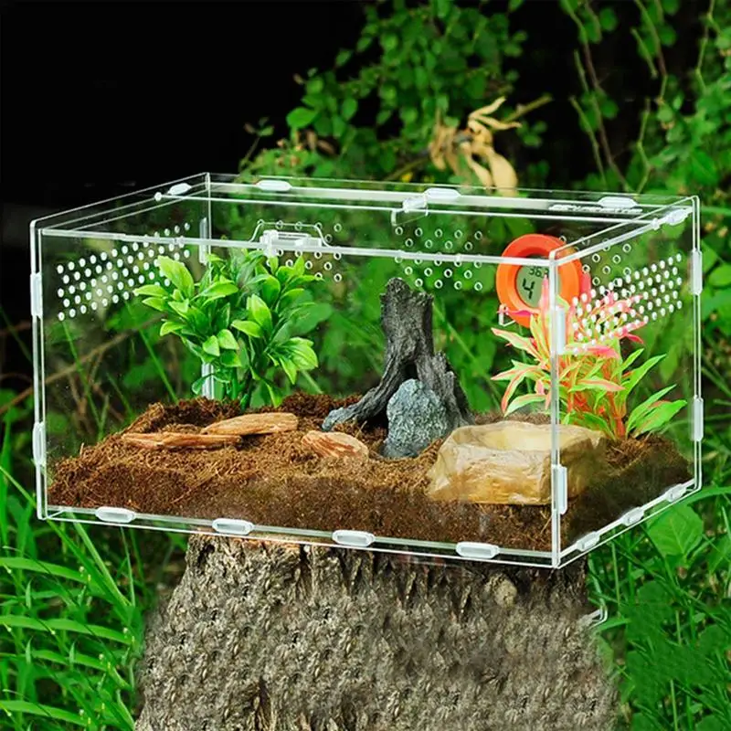 

Reptile Breeding Box Feeding Container Aquarium Tank Transparent Terrarium Clear Acrylic Cage Habitat For Snake Turtle Lizards