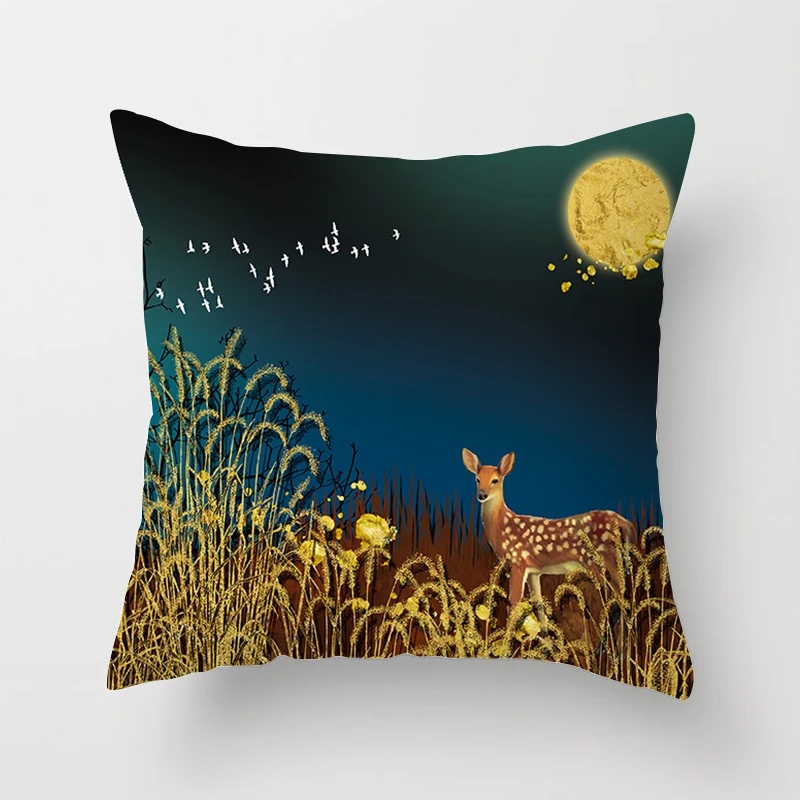 45x45cm Pillow Case Golden Tree Forest Polyester Throw Cushion Cover Car Home Decor Sofa Bed Decorative Pillowcase - купить по