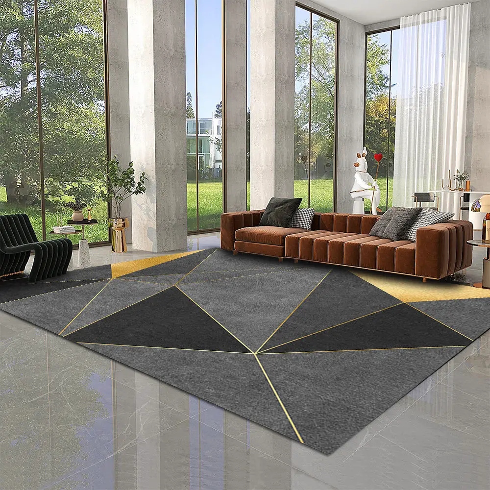 

Nordic Style Geometric Printing Carpet High Quality Crystal Velvet Living Room Large Area Rug Study Bedroom Carpets Non-slip Mat