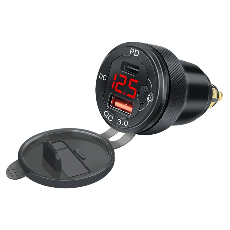 

Автомобильное зарядное устройство для мотоцикла, двойной USB C QC3.0, быстрая зарядка DIN Hella Type C, адаптер цифрового дисплея для BMW R1250GS G650GS F800 R1200