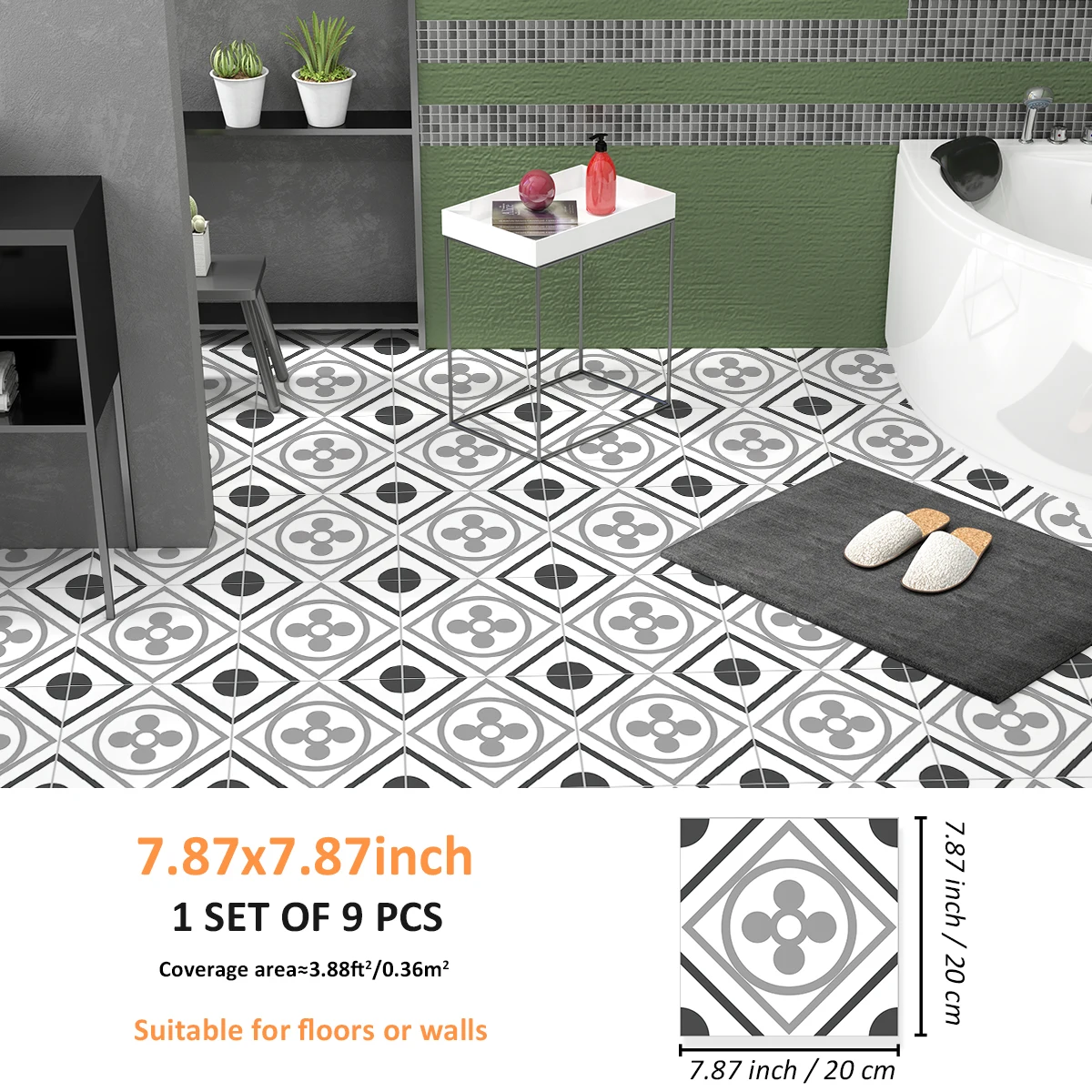 

9 Самоклеящихся Водонепроницаемых Наклеек Для Пола В Европейском Стиле