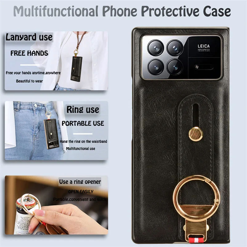

Luxury Wrist Strap Neck Rope Retro Premium Leather Case For Xiaomi Mix Fold 3 Shockproof Soft Protection Cover For Fold3