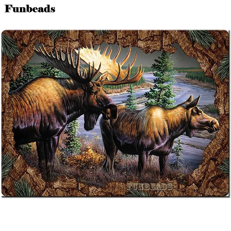 Набор для алмазной живописи квадратная/круглая 5d картина с изображением лосях