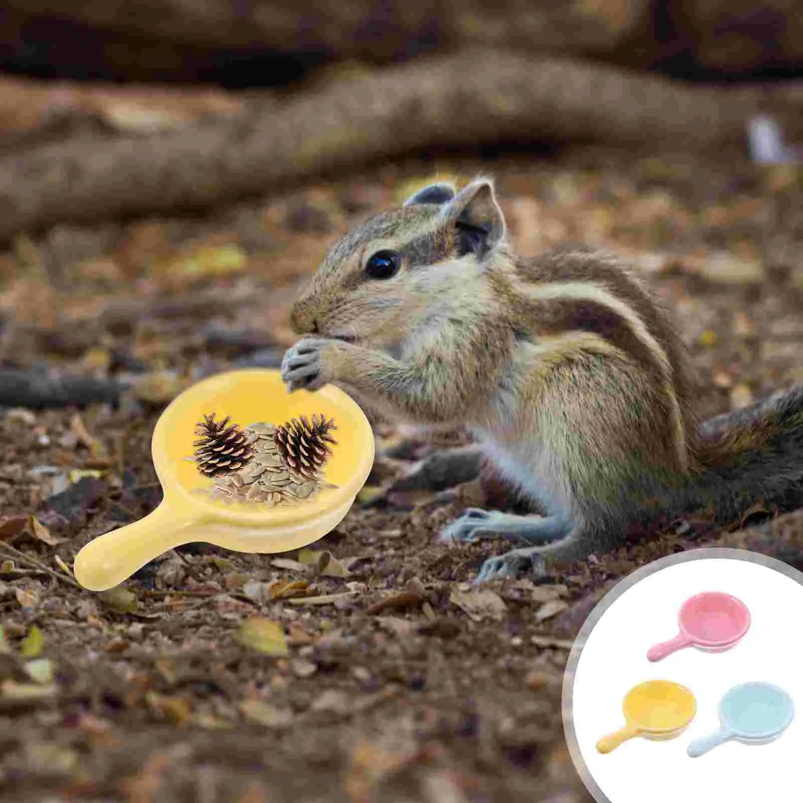 

3pcs Pet Ceramic Water Bowls Feeding Bowl for Hamster Chinchilla (Mixed Color)