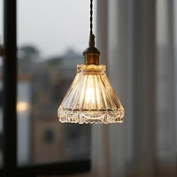 nordic copper small chandelier led light luxury glass restaurant bar porch aisle creative simple bedroom bedside pendant lamps