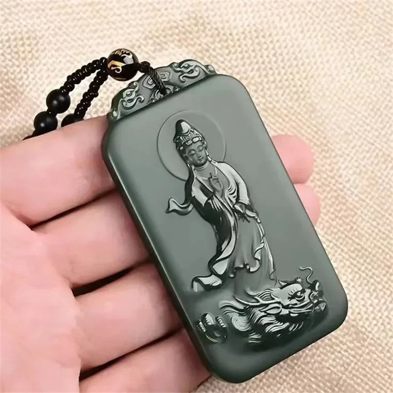 Jia Le/ручная резьба/ He Tian голубой нефритовый кран Гуань Инь ожерелье кулон модные