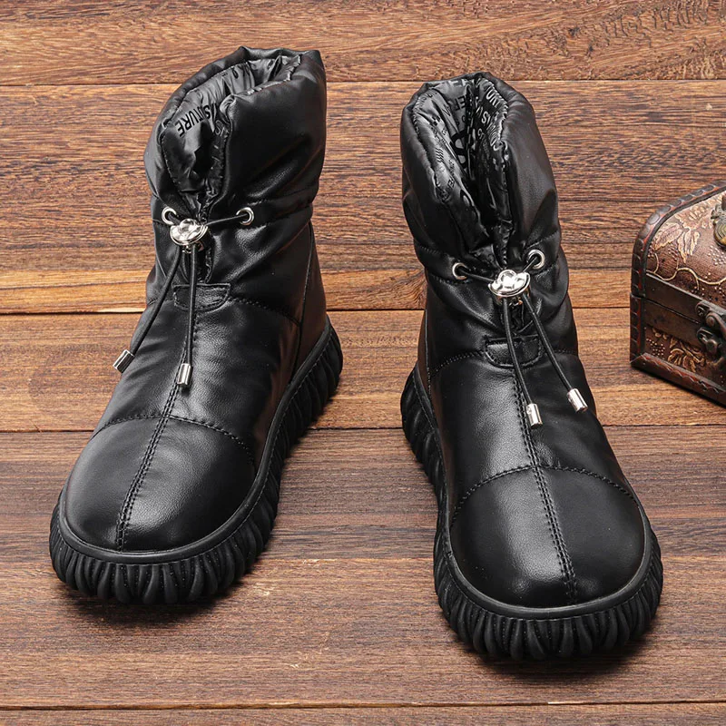 

Женские ботинки из натуральной кожи, водонепроницаемые ботильоны с плюшевой подкладкой, на толстой подошве, зимний сезон 2023
