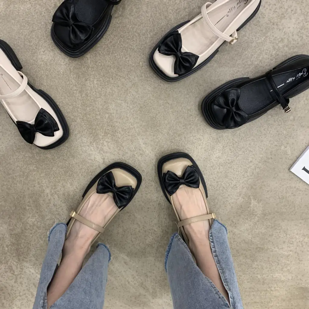 

Thick bottom Mary Jane shoes women's shoes 2022 new French temperament scoop shoes retro square toe thick heel shoes