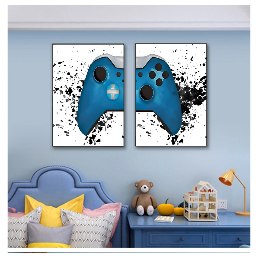 

Gaming Boys Wall Art Canvas Painting Pictures Video Game Geek Art Posters and Prints Wall Pictures Gamer Gift Gaming Room Decor