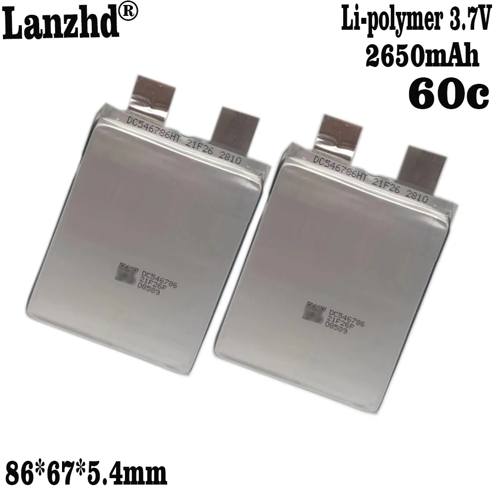 

1-12pcs 546786 3.7V 2650mAh 60C lithium li polymer battery for model aircraft drone RC helicopter power tools drills lawn mower