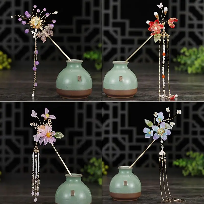 

Luxury Metal Hair Stick Hair Accessories for Women Hanfu Flower Hairpin