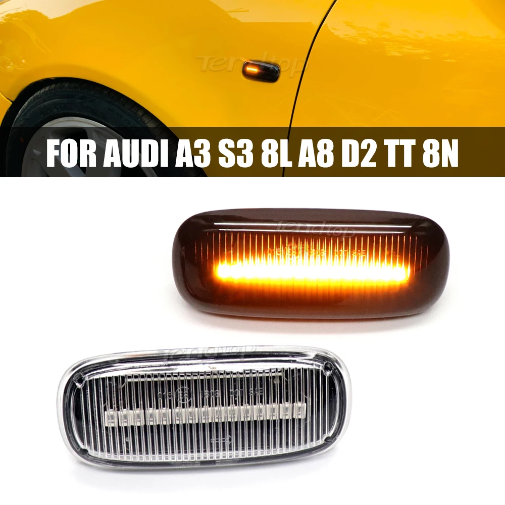 2Pcs LED Dynamic Side Marker Light Turn Signal Lamp Mirror Indicator For Audi A3 S3 8L 2000-2003 A8 D2 1999-2002 TT 8N 2000-2006