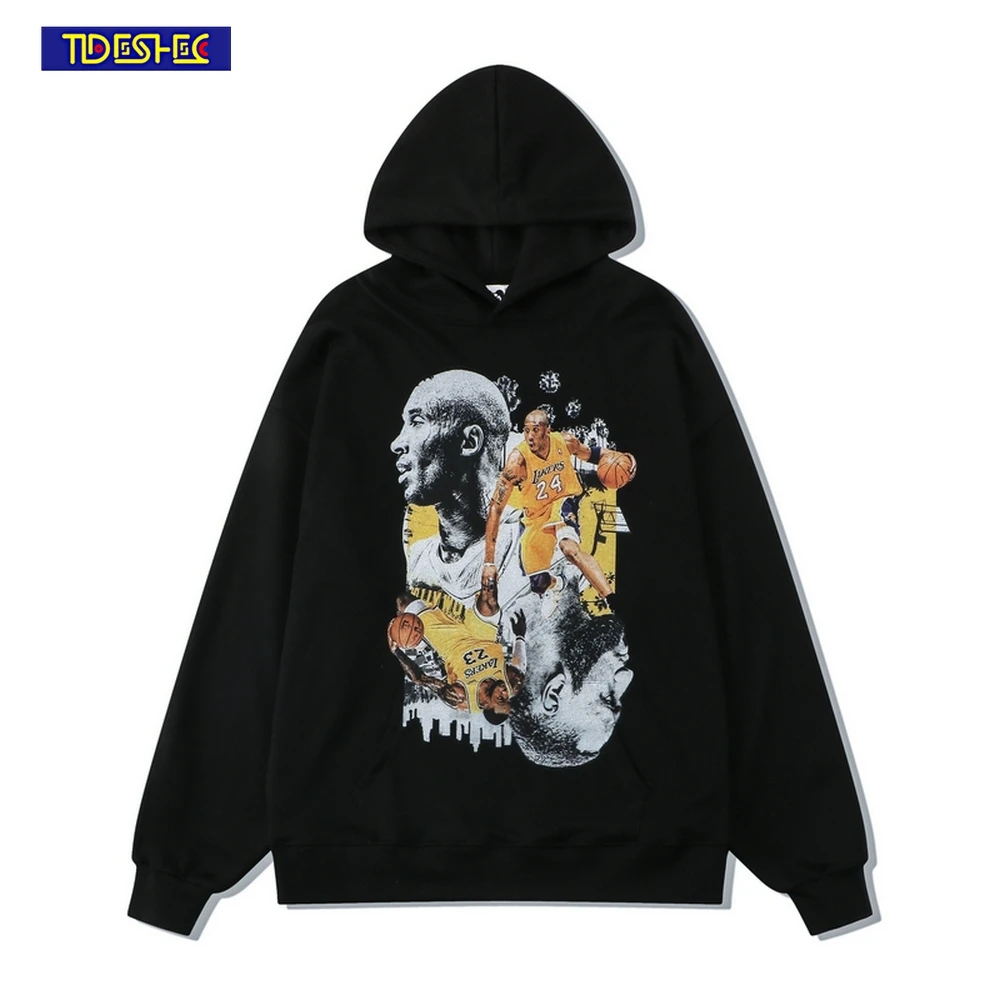 

Men Hoodie Cotton Streetwear Hip Hop Sweatshirt Basketball Star Graphic Printed Hooded Oversize Pullover Men Harajuku Hoodie