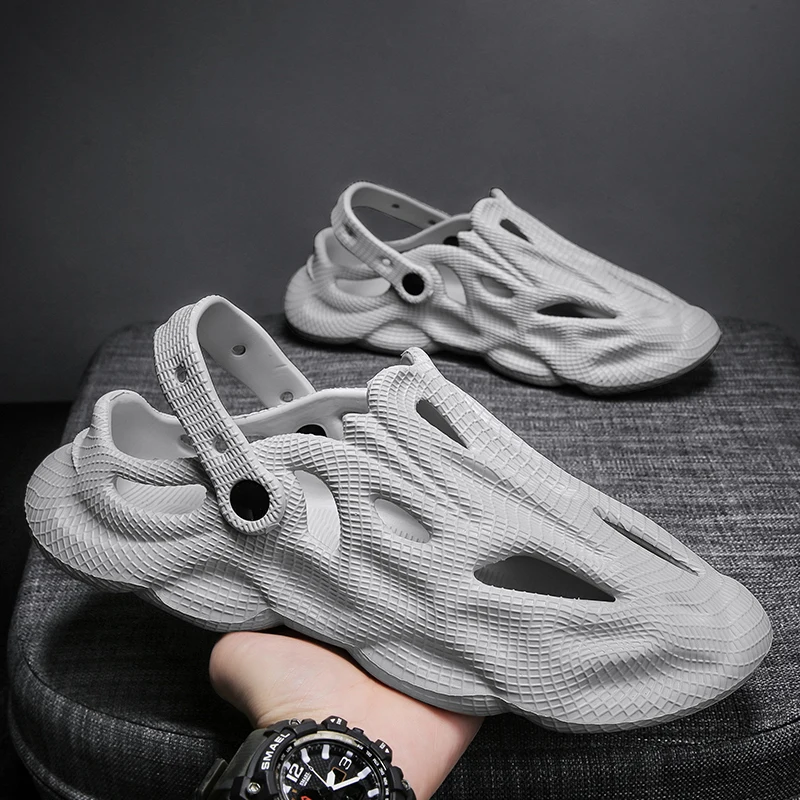 

Мужские садовые тапки, Эва, с ремешком на щиколотке, легкая уличная модная обувь для ванной, для воды