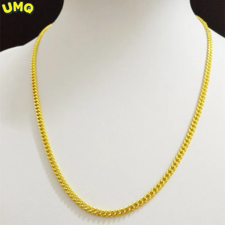 

Yiwu Small Commodity Imitation Jewelry Underwater Gold 18k Imitation Gold Necklace Women's Gift 3.5mm 8-character Chain