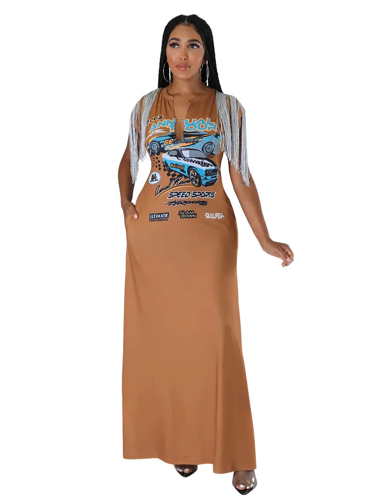 

Szkzk Sexy Print Prom T Shirt Dresses Long Luxury Elegant V Neck Night Club Outfits Evening Gowns Women Party Bodycon Maxi Dress