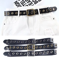 fashion punk belt for women men durable faux leather waist belt exquisite alloy grommet hole korean luxury waist band 2022 new