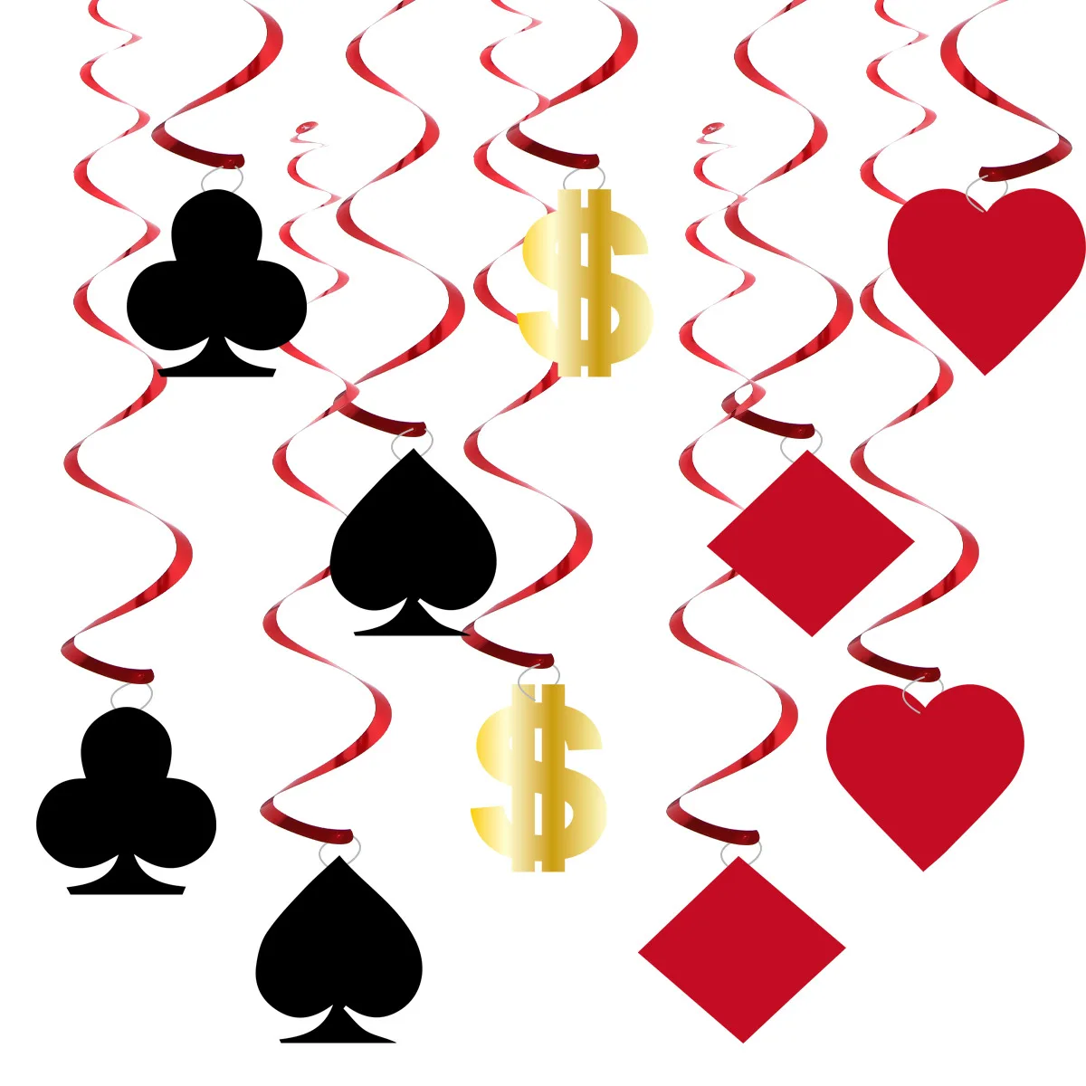

Украшения для вечеринок на тему казино, подвесные вихревые красные, черные покерные вырезы из бумаги, потолок для вечеринок для казино, ночные принадлежности