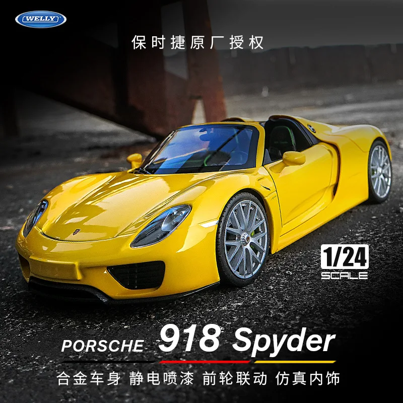 

WELLY 1:24 Porsche 918 Spyder sports car High Simulation Diecast Car Metal Alloy Model Car Children's toys collection gifts