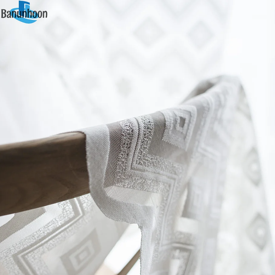 _ Белые шторы для гостиной полузатемняющие цветы пряжа занавески спальни балкона