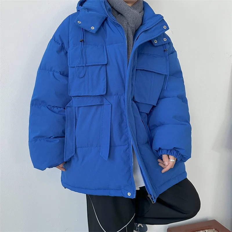 Winter Jacket Men Warm Fashion Waterproof Multi Pocket Down Jacket Men Streetwear Korean Loose Thick Short Coat Mens Parker