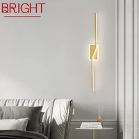BRIGHT Contemporary Gold Brass Wall Lamp LED 3 Colors Creative Design Beside Light for Bed Living Room Decor