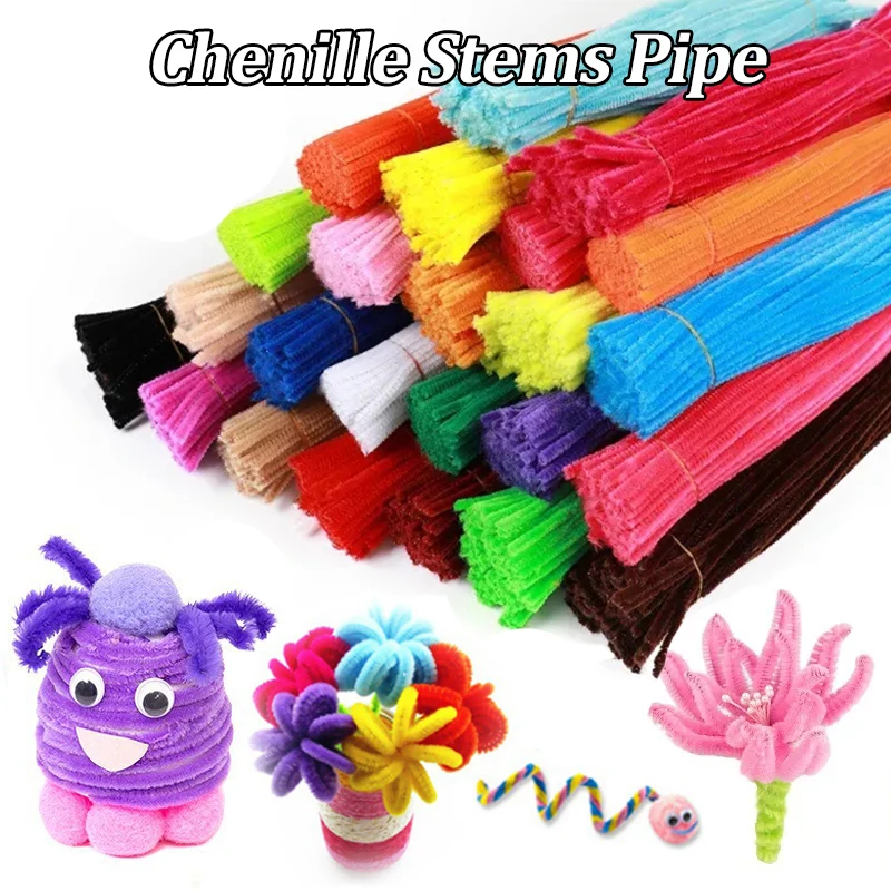 

100pcs 30cm Chenille Stems Stick Cleaners Kids Educational Toys Handmade Colorful Chenille Stems Pipe for DIY Craft Supplies