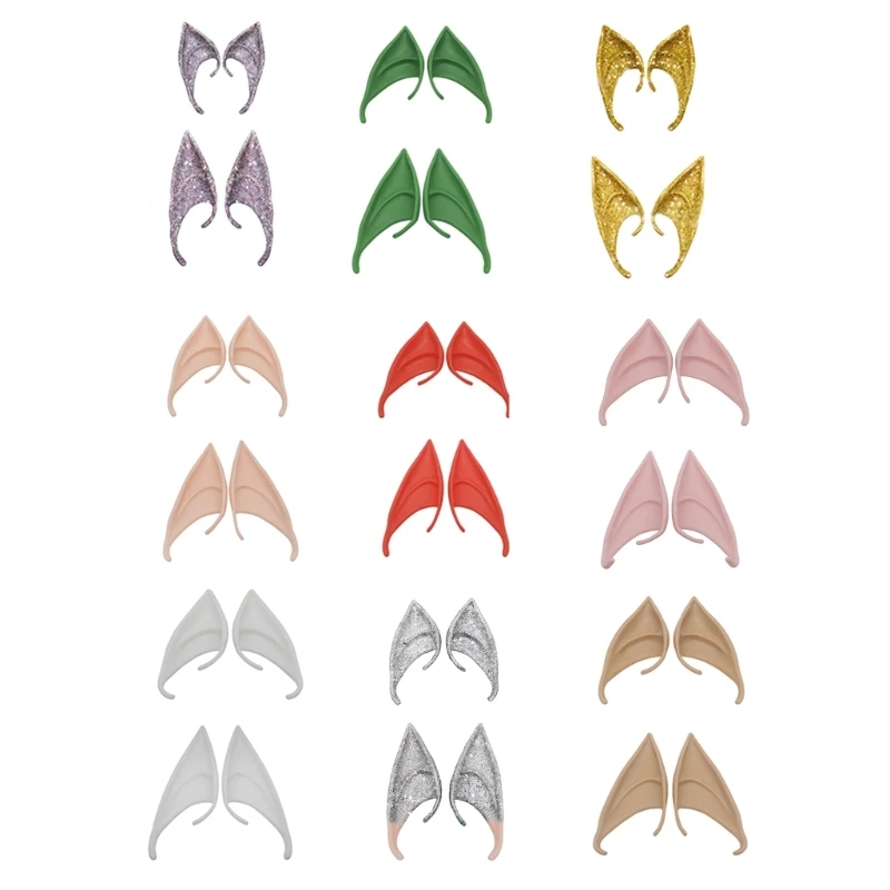 

2 Pairs Elf Ears Halloween Latex Ears Simulation Soft Harmless False Ears Props