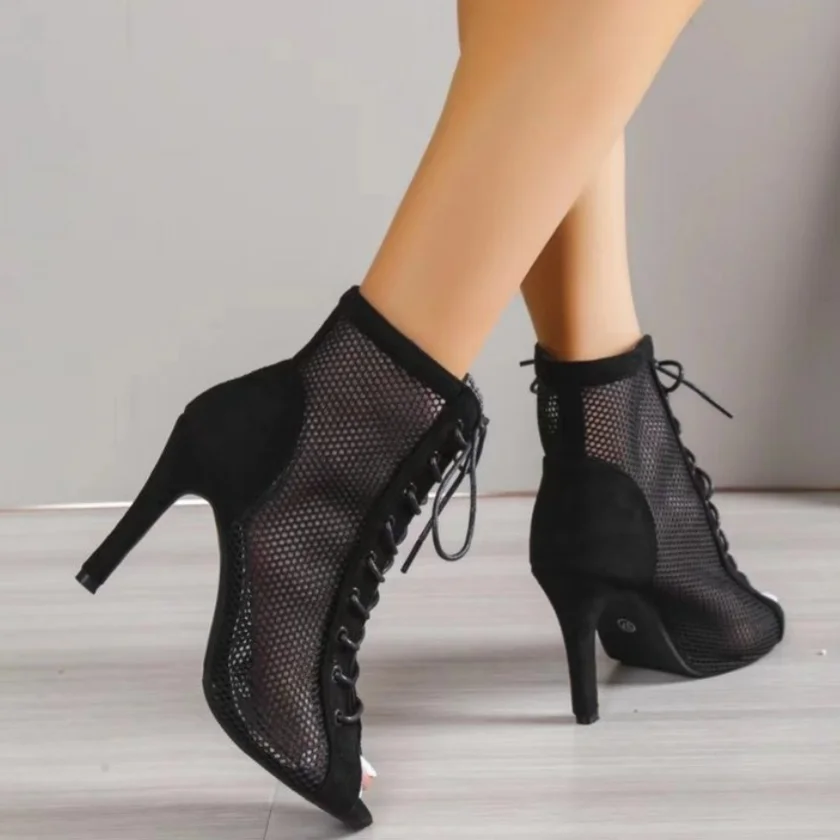 Women Sandals Summer 2023 Size 35-43 Women High Thin Heels Sandals Air Mesh Platform Breathable Fashion Sexy Sandals Female