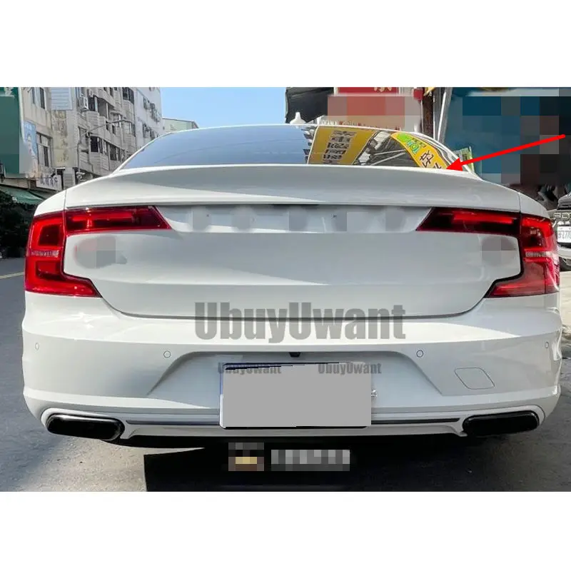 

Для Volvo S90 2017 2018 2019 2020 + черная карбоновая задняя крышка багажника, спойлер для губ, крылья, аксессуары для внешней тюнинга автомобиля, часть