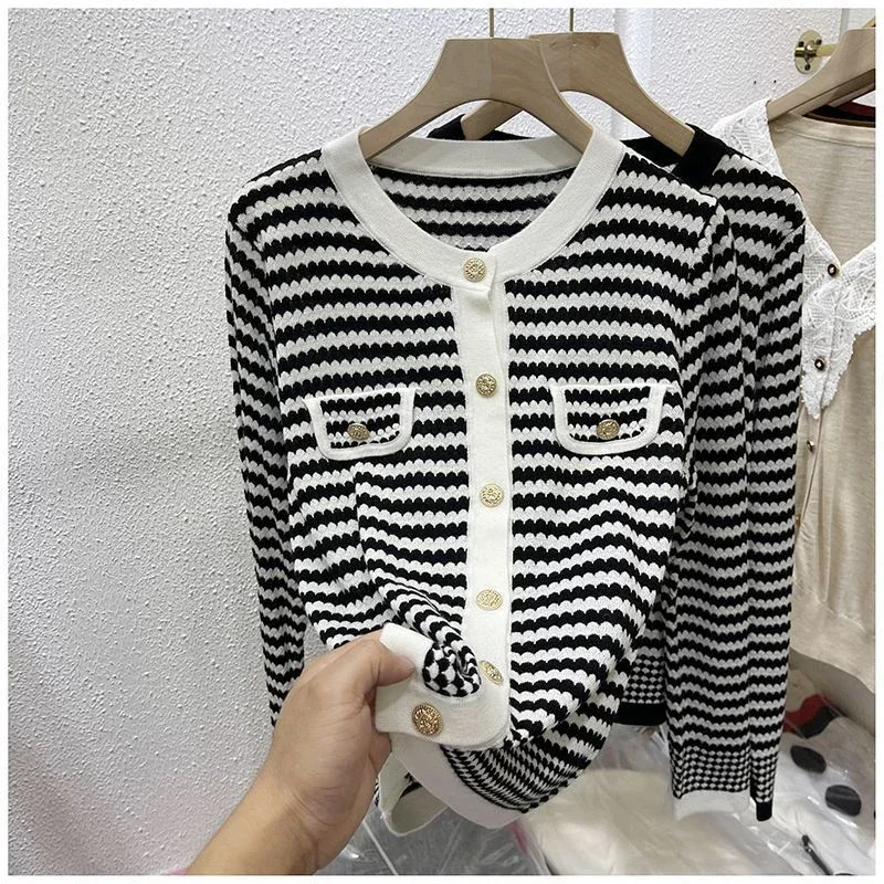 Свитер Boreathiman для женщин тонкий полосатый свитер уникальный вязаный кардиган