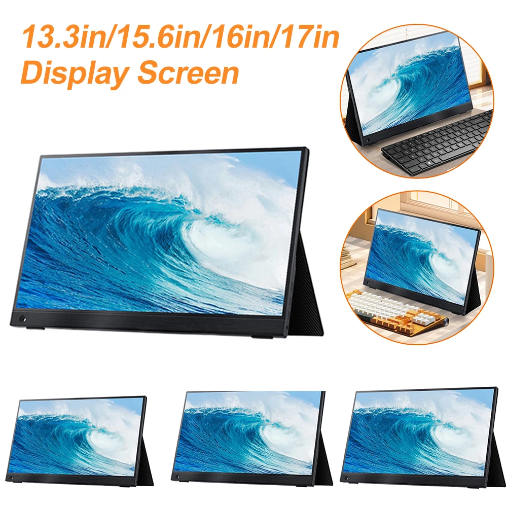 

Монитор диагональю 13,3 дюйма/15,6 дюйма/16 дюймов, 4K UHD USB Type-C IPS экран для компьютера, ноутбука, Xbox PS4/5 Switch Macbook, ЖК-дисплей, игровой монитор