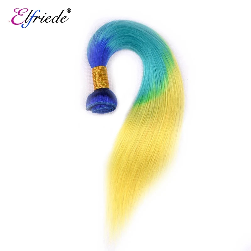 Elfriede синие/зеленые/желтые прямые пучки цветных волос с эффектом омбре