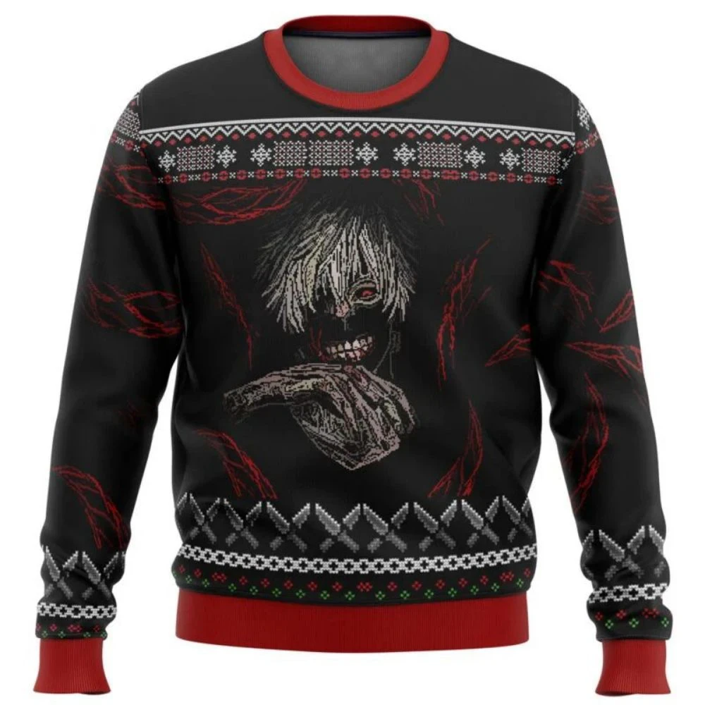 

Tokyo Ghoul Trust suéter de Navidad feo para hombres, suéter de Papá Noel, sudadera 3D, regalo, top, Otoño e Invierno