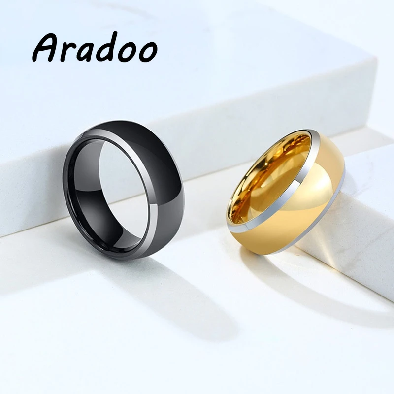 

ARADOO Men's Gold Tungsten Steel Brushed Sports Ring Simple Casual Ring Gift Ring