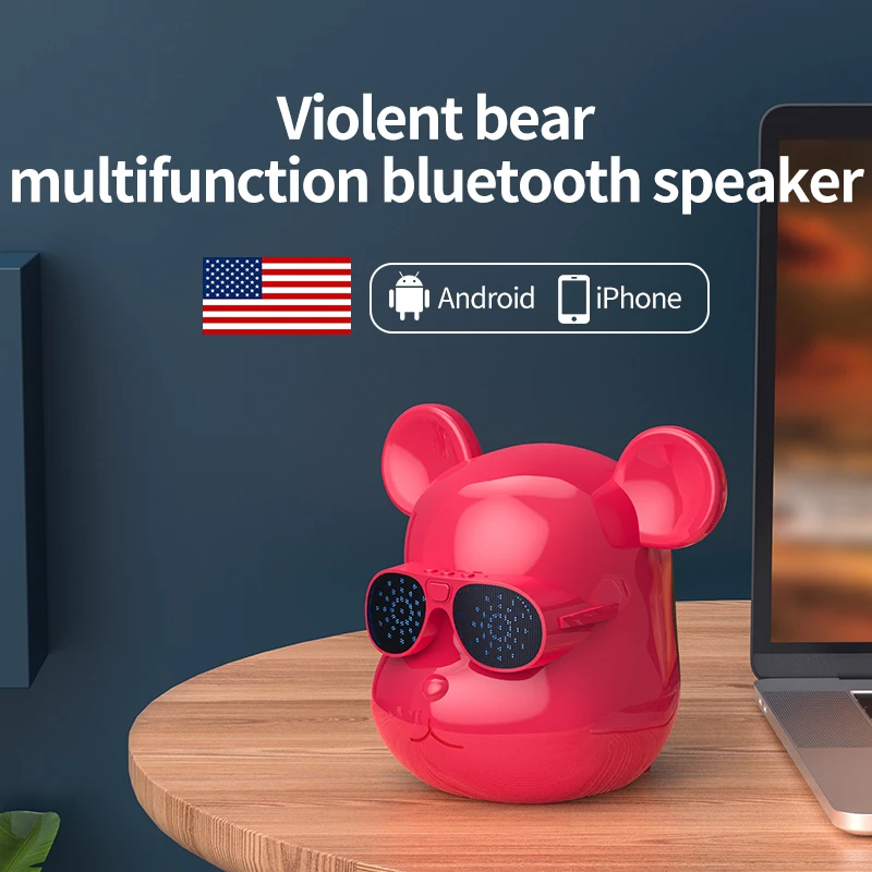 

Жестокий медведь Bluetooth мини-динамик беспроводной аудио TF-карта USB сабвуфер для улицы высокое качество звука громкий громкость для детской к...